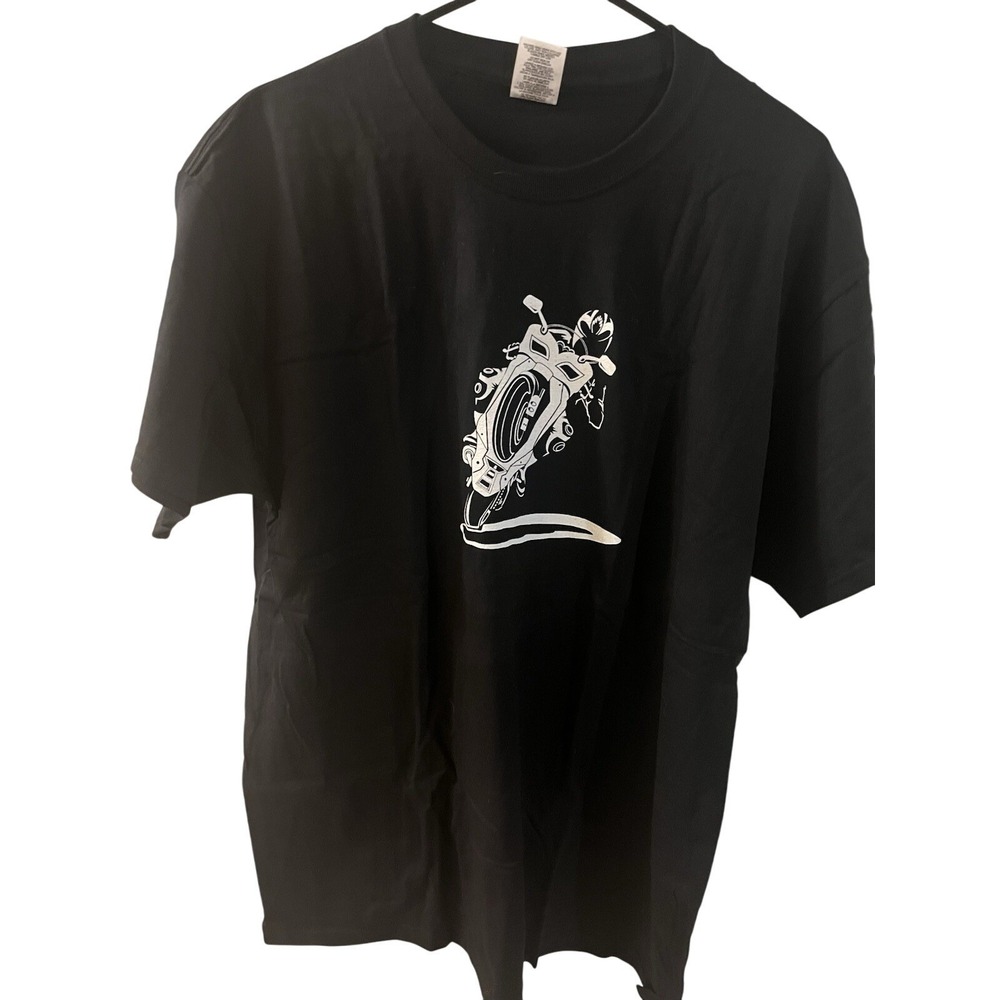 Motorcycle Graphic T Shirt Clutch It Up Biker Tee‎ Black Top